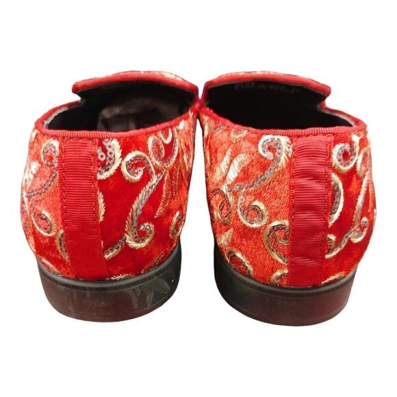 MEN\'S AMALI FABIAN SPARKLE LOAFER DRESS SHOE WITH PATTERNED SEQUINS. RED 005